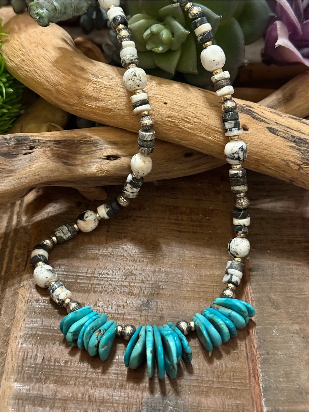 White Buffalo, Turquoise and Navajo Pearl Necklace